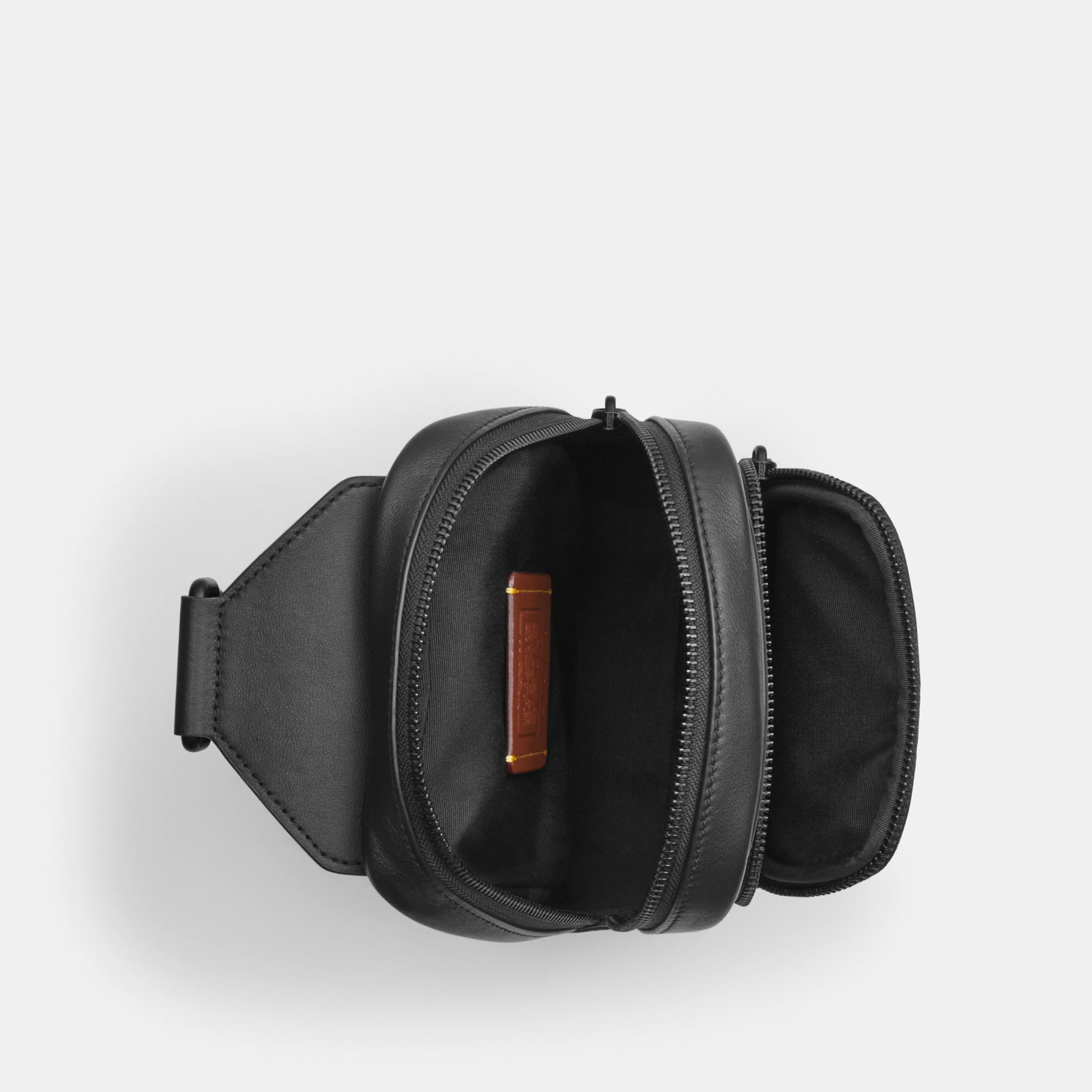 COACH®,Racer Sling Pack In Signature Canvas,Recycled Polyester,Canvas,Leather,Slingback,Metal Material,Logo,Adjustable,Sus...,Black,Inside View,Top View
