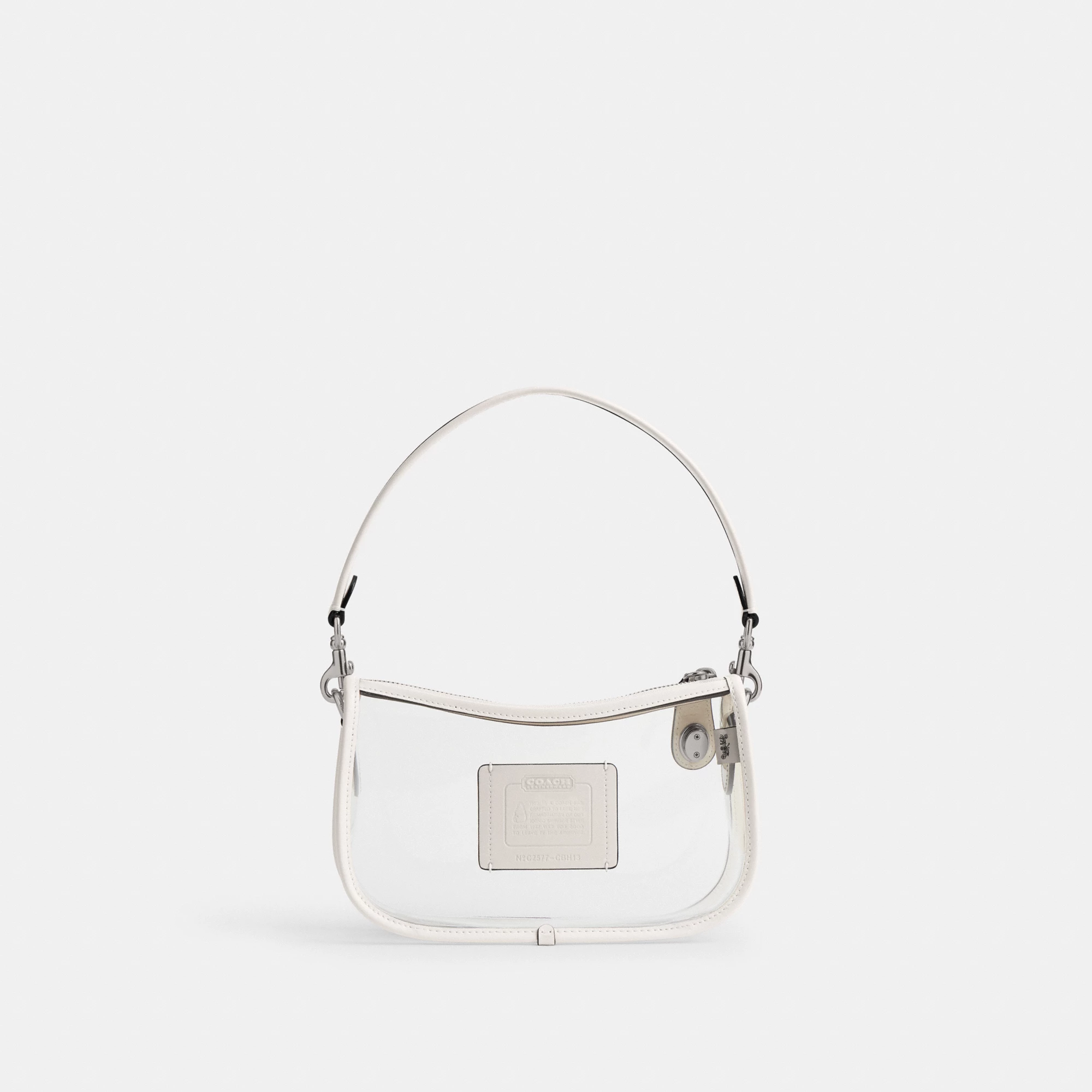 COACH®,Stadium Swinger Bag,Leather,Shoulder Bag,Sheer,Piping,Applique,Casual,White,Back View