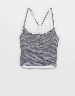 OFFLINE By Aerie Thumbs Up Layered Tank Top - Royal Navy