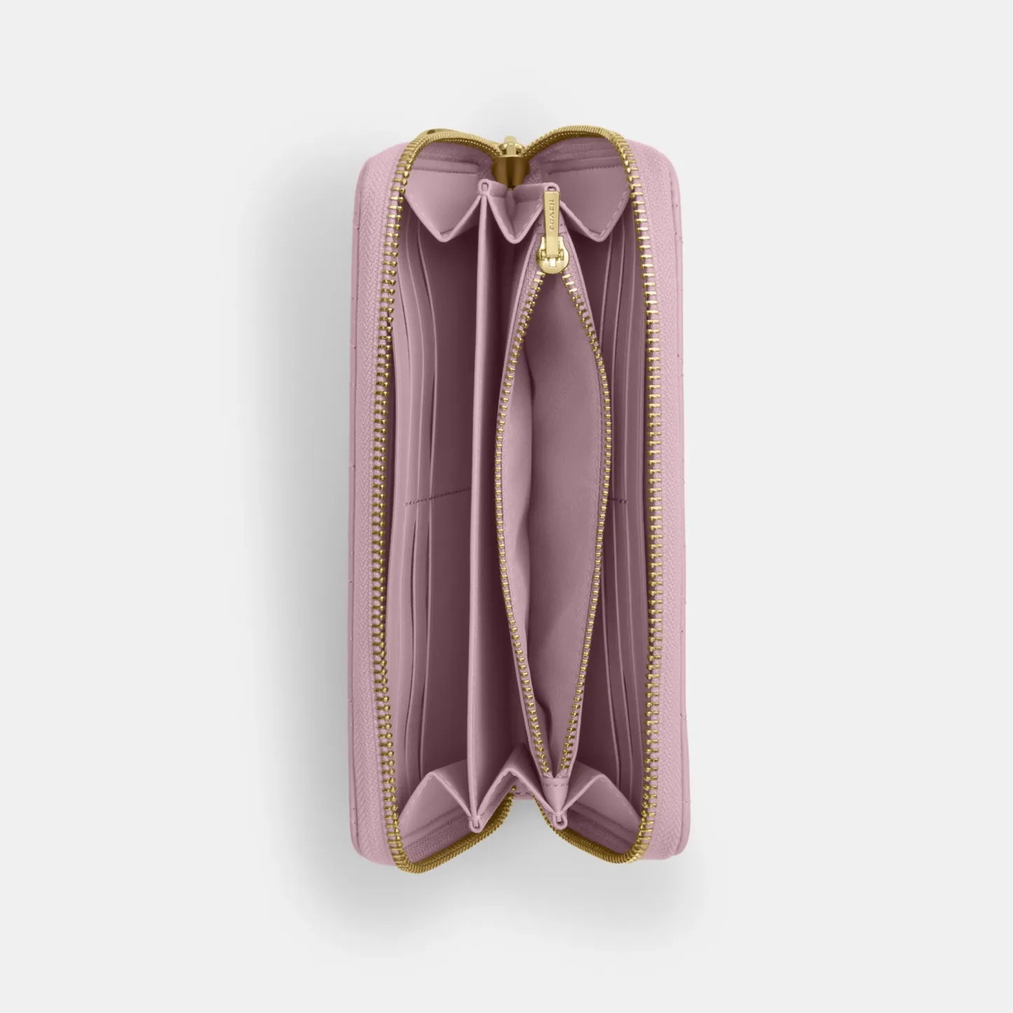 COACH®,Long Zip Around Wallet With Quilting,Pink,Inside View,Top View