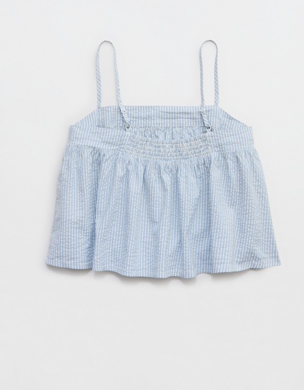 Aerie Seersucker Cami Top - Monaco Blue