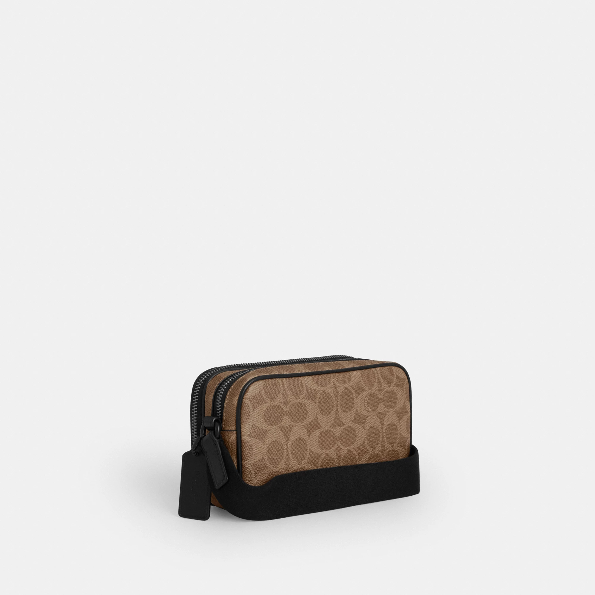 COACH®,Colton Crossbody Bag 19 In Signature Canvas,Canvas,Recycled Polyester,Polyester,Leather,Crossbody,Adjustable,Casual,Brown,Angle View