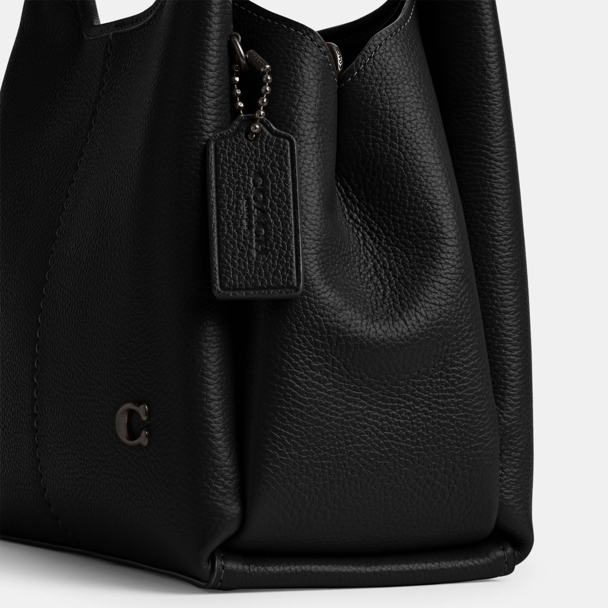 COACH®,Lana Shoulder Bag 23,Leather,Crossbody,Metal,Logo,Compact,Casual,Black,Closer View