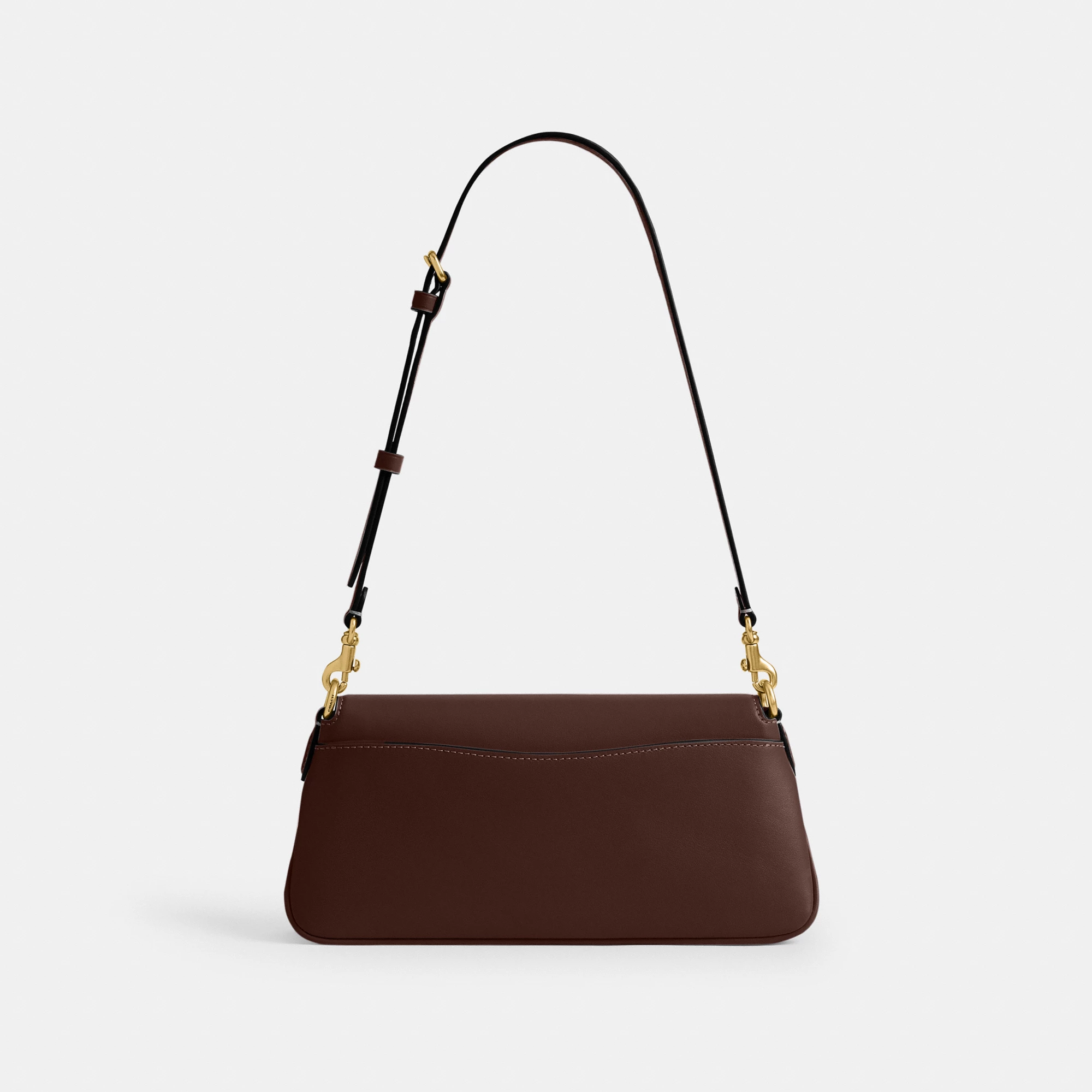 COACH®,Jet Shoulder Bag,Calfskin Leather,Shoulder Bag,Logo,Metal,Gold Metal,Casual,Brown,Back View