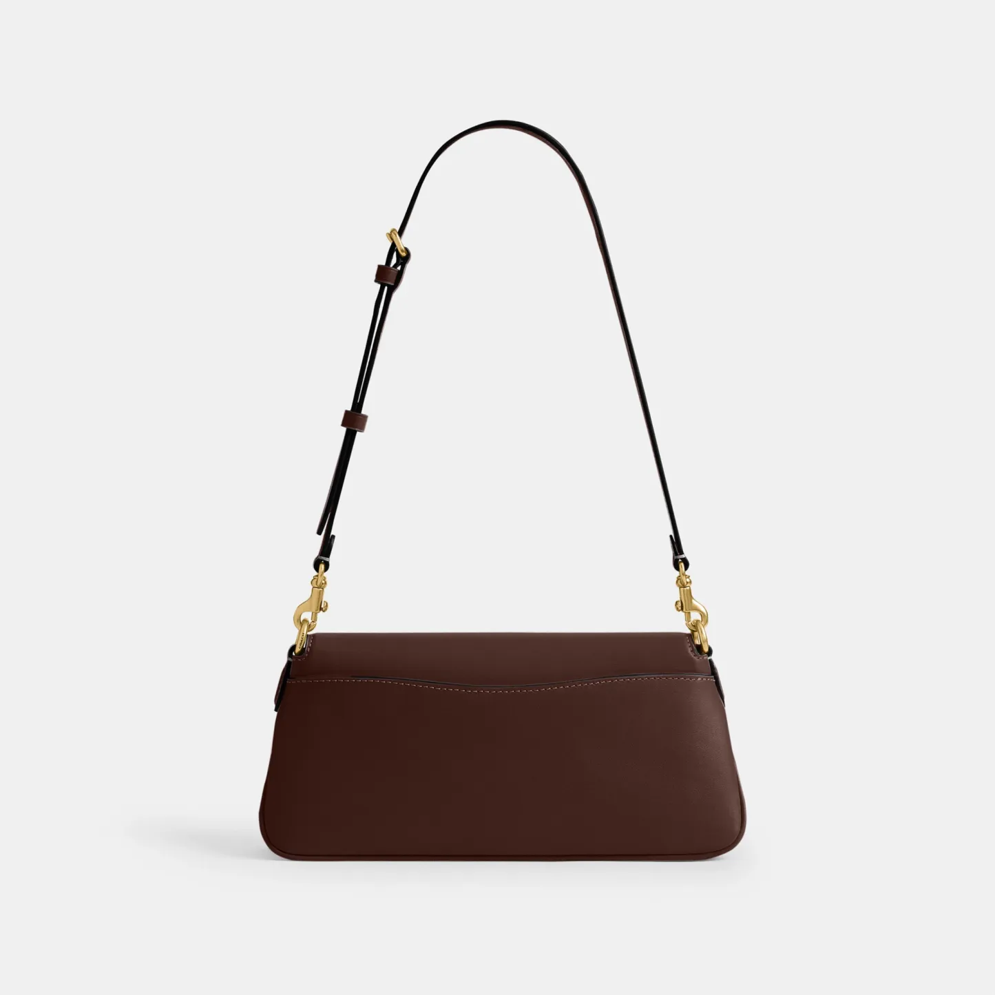 COACH®,Jet Shoulder Bag,Calfskin Leather,Shoulder Bag,Logo,Metal,Gold Metal,Casual,Brown,Back View
