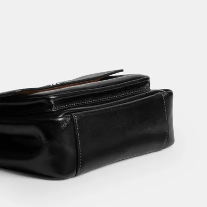 COACH®,Elodie Crossbody Bag 18,Leather,Recycled Polyester,Crossbody,Logo,Sustainable,Adjustable,Silver Metal,Casual,Black,Outsole View