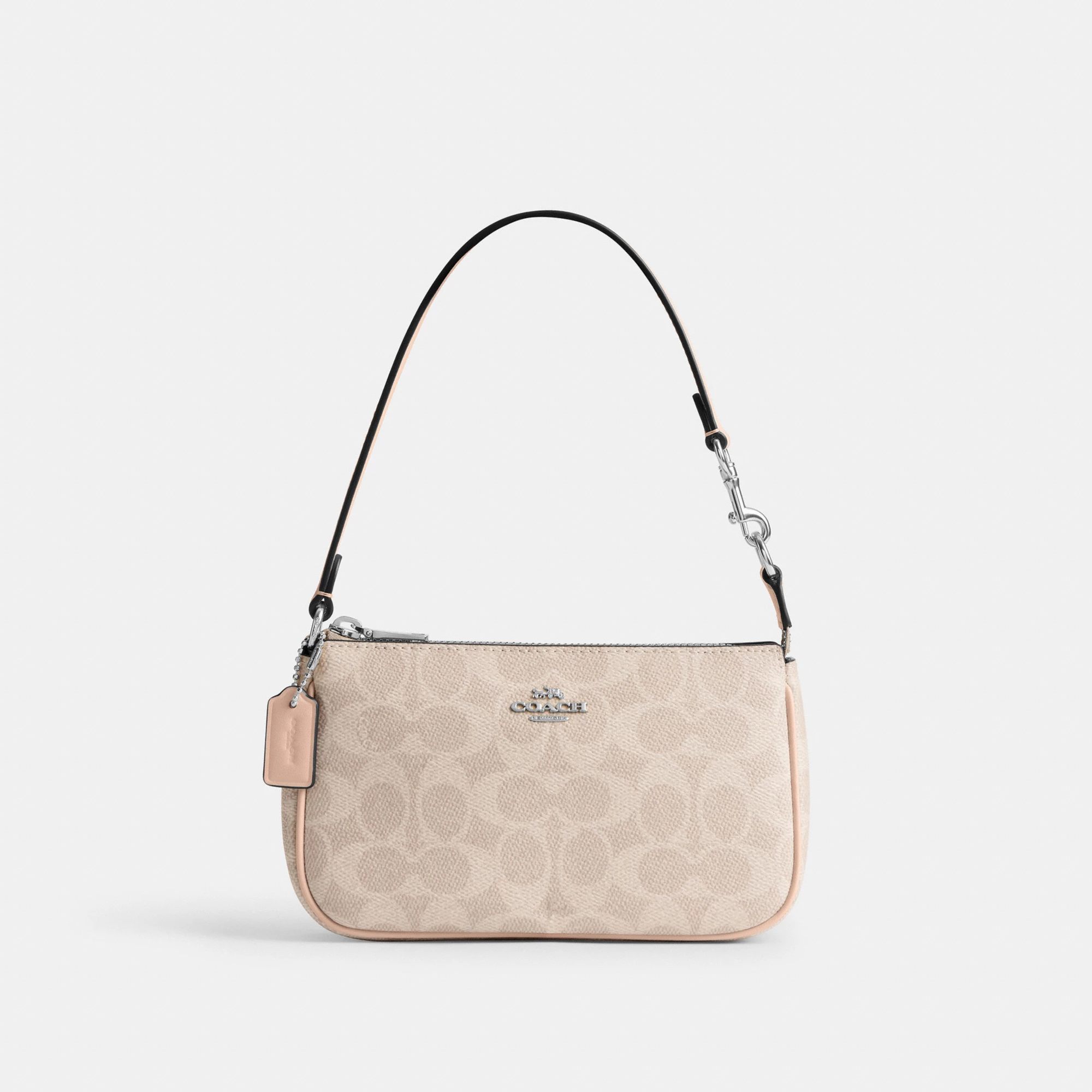 COACH®,Nolita 19 In Signature Canvas,Canvas,Shoulder Bag,Metal,Casual,Beige,Front View