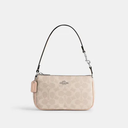 COACH®,Nolita 19 In Signature Canvas,Canvas,Shoulder Bag,Metal,Casual,Beige,Front View