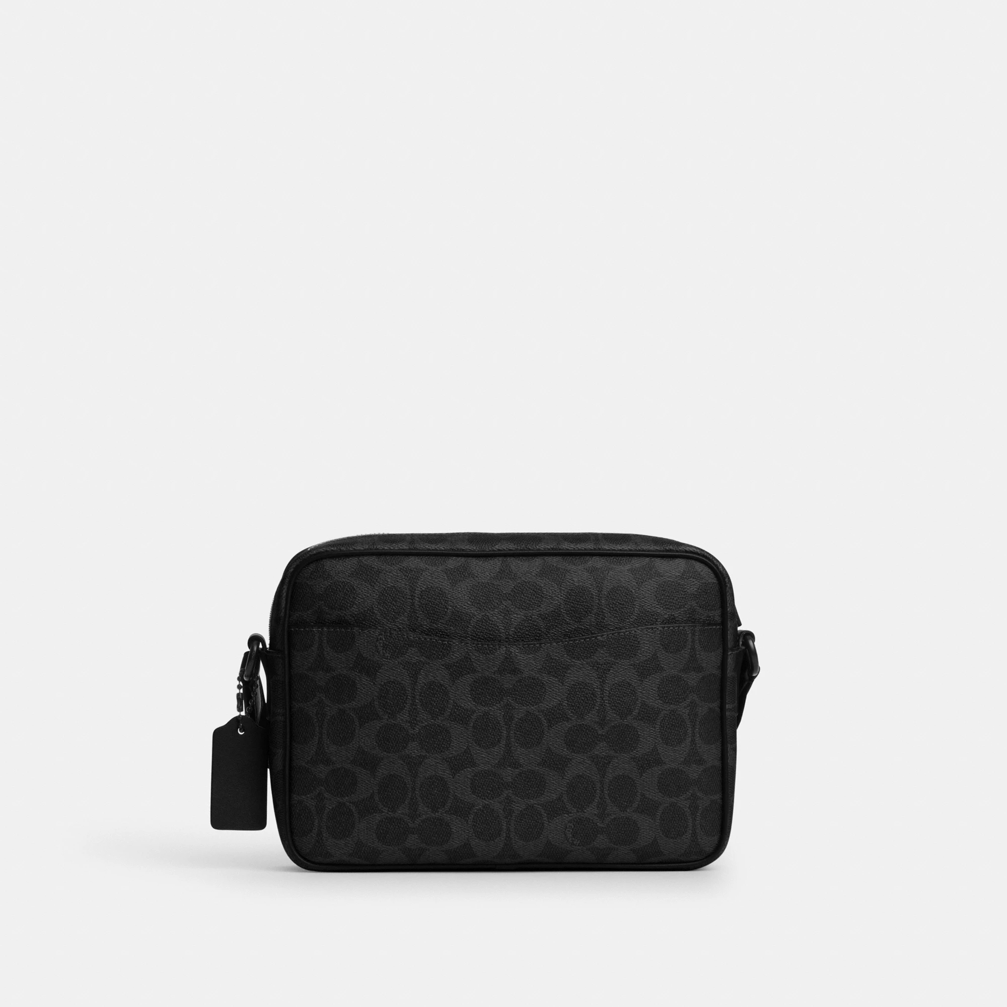 COACH®,Colton Crossbody Bag 25 In Signature Canvas,Leather,Canvas,Recycled Polyester,Polyester,Crossbody,Logo,Adjustable,S...,Black,Back View