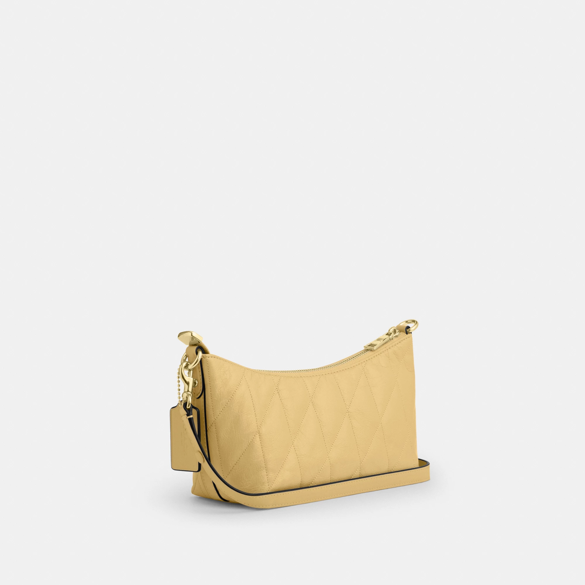 COACH®,Caitlin Shoulder Bag With Quilting,Lining Recycled Polyester,Recycled Polyester,Shoulder Bag,Logo,Chain Detail,Shou...,Beige,Angle View