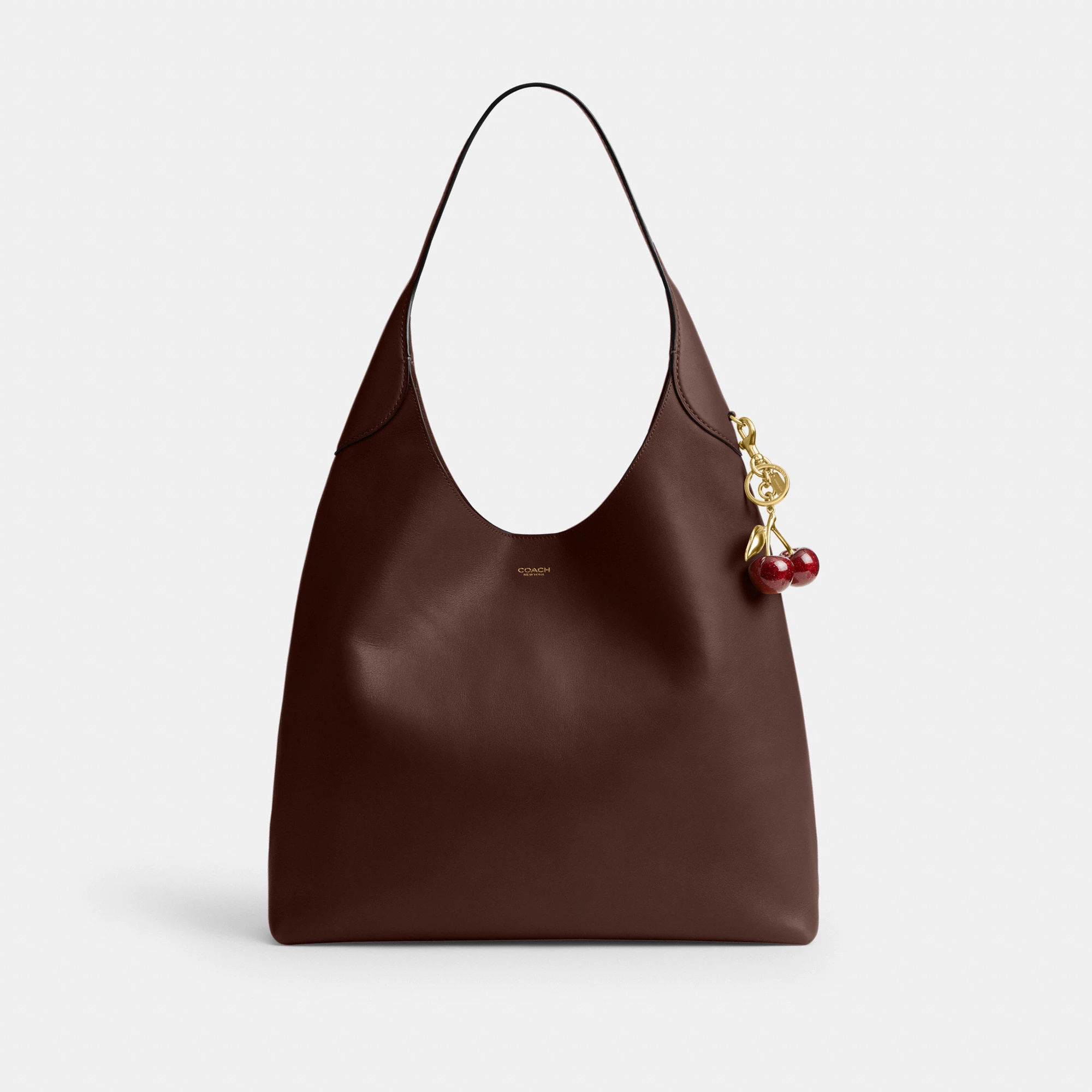 COACH®,Brooklyn Shoulder Bag 39,Hobo,Logo,Word Embellishment,Embossed,Casual,Brown,Angle View