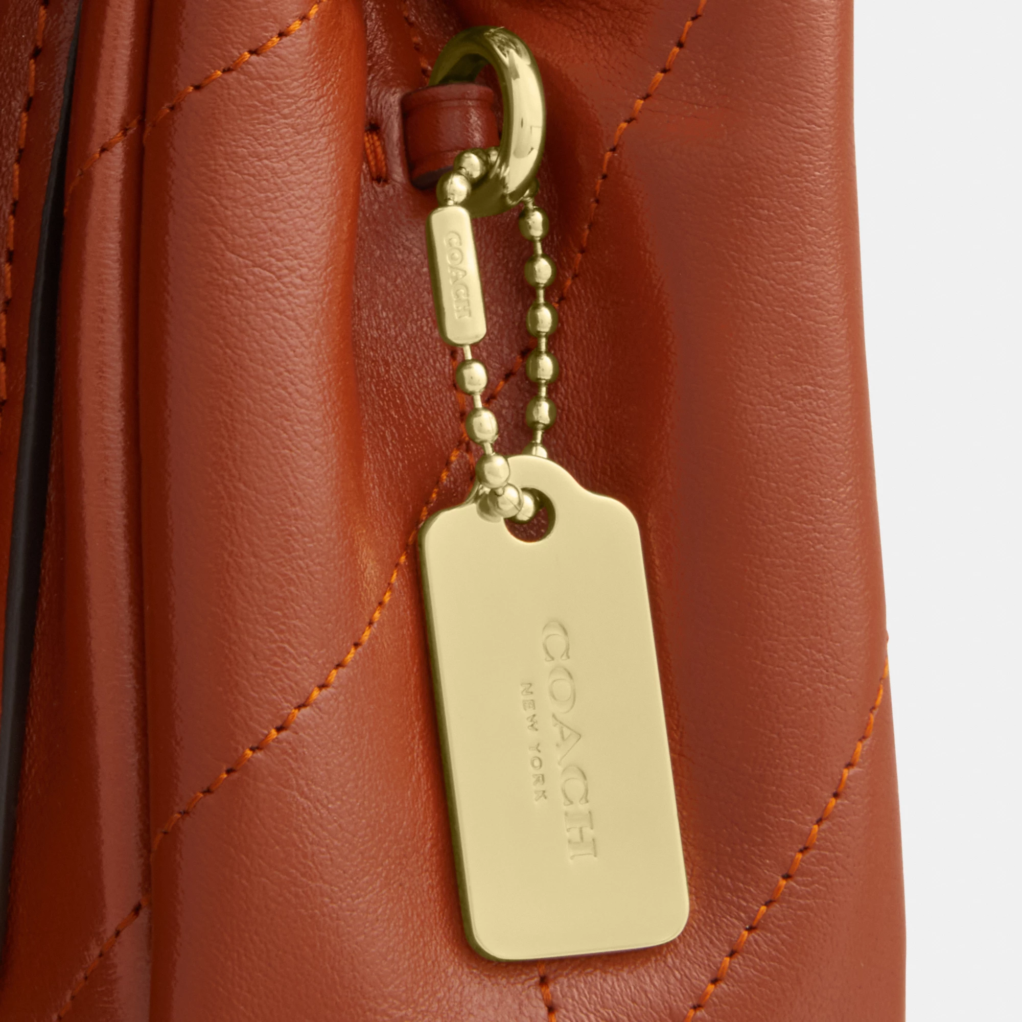 COACH®,Elodie Crossbody Bag 18 With Quilting,Leather,Recycled Polyester,Polyester,Crossbody,Metal Material,Metal,Logo,Sust...,Brown,Closer View