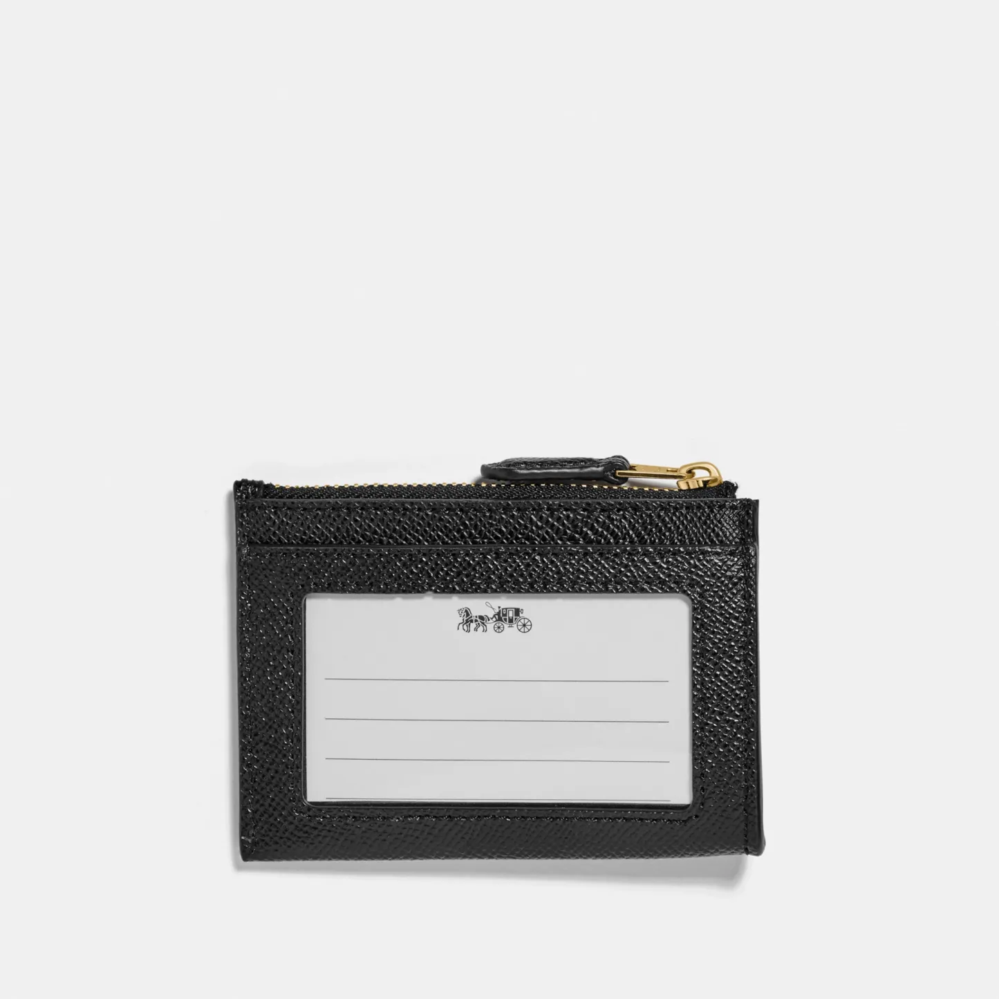 COACH®,Mini Skinny Id Case,Leather,Coin,Card Case,Key Ring,Gold Metal,Casual,Black,Back View