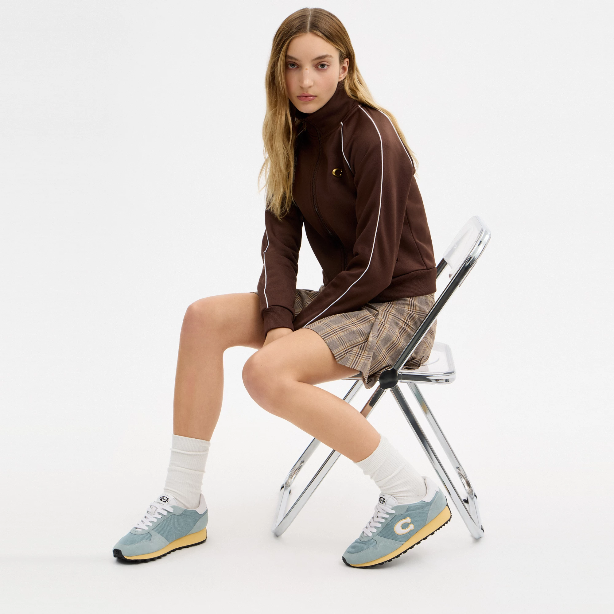 COACH®,Retro Runner,Rubber,Recycled Polyester,Mesh,Suede,Activewear,Fabric,Logo,Color Block,Sustainable,Pull Tab,Breathabl...,Blue,Detail View