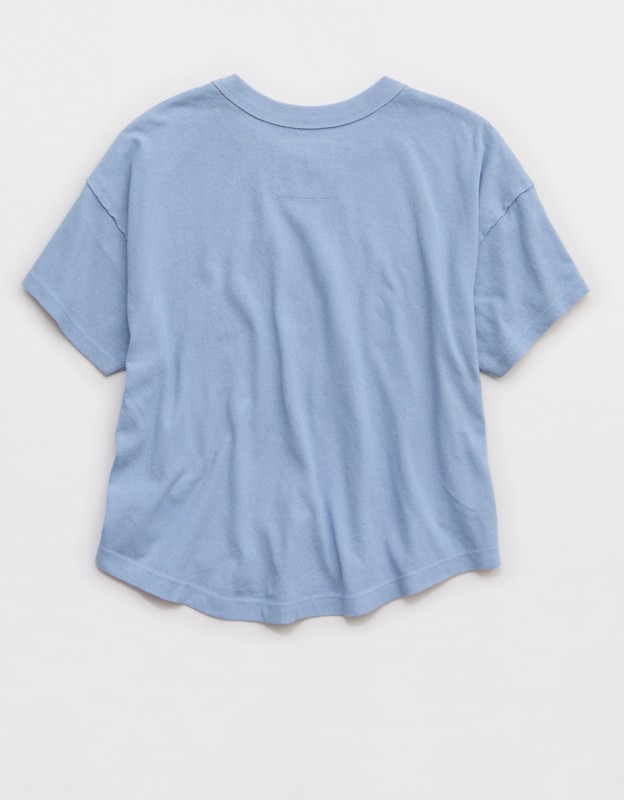 Aerie Summer Breeze Cropped T-Shirt - Monaco Blue