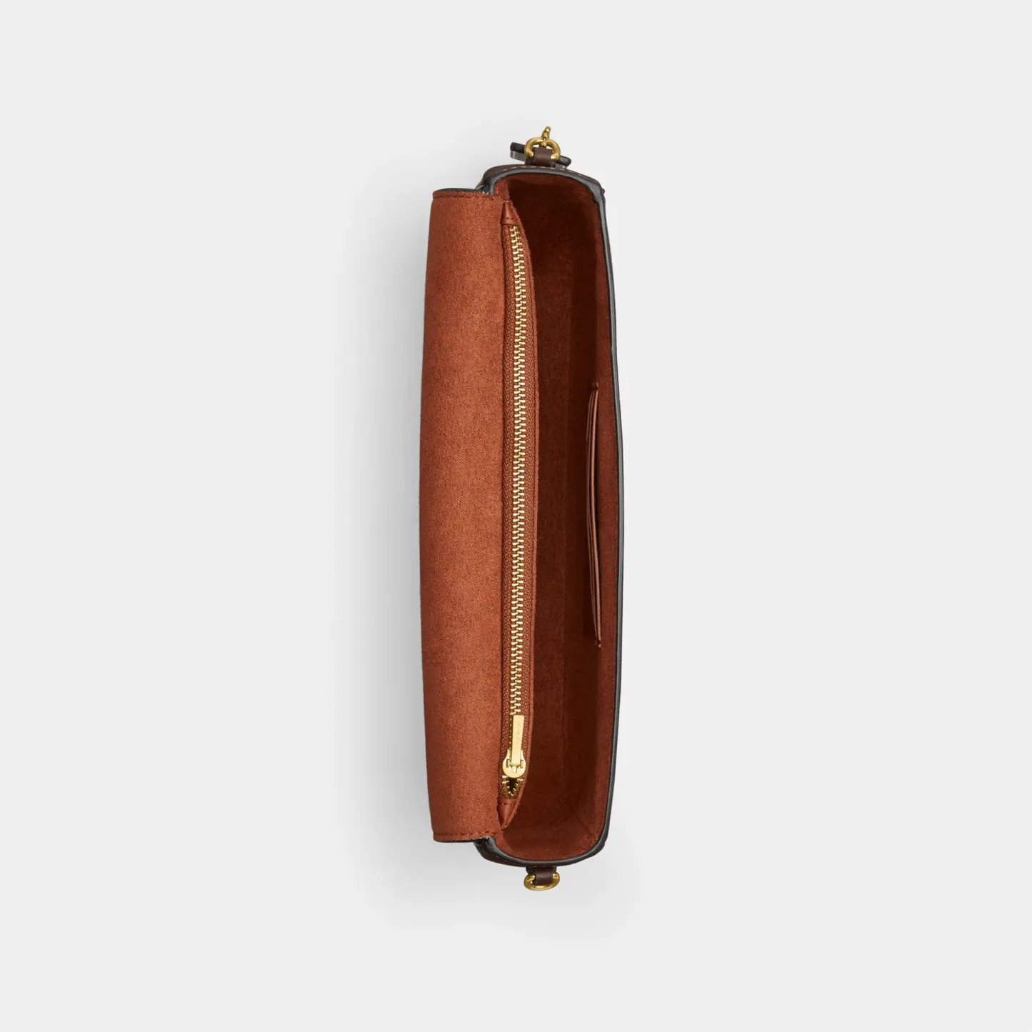 COACH®,Brook Flap Chain Bag,Calfskin Leather,Leather,Fabric,Shoulder Bag,Logo,Metal,Compact,Adjustable,Shoulder Guard,Gold...,Brown,Inside View,Top View