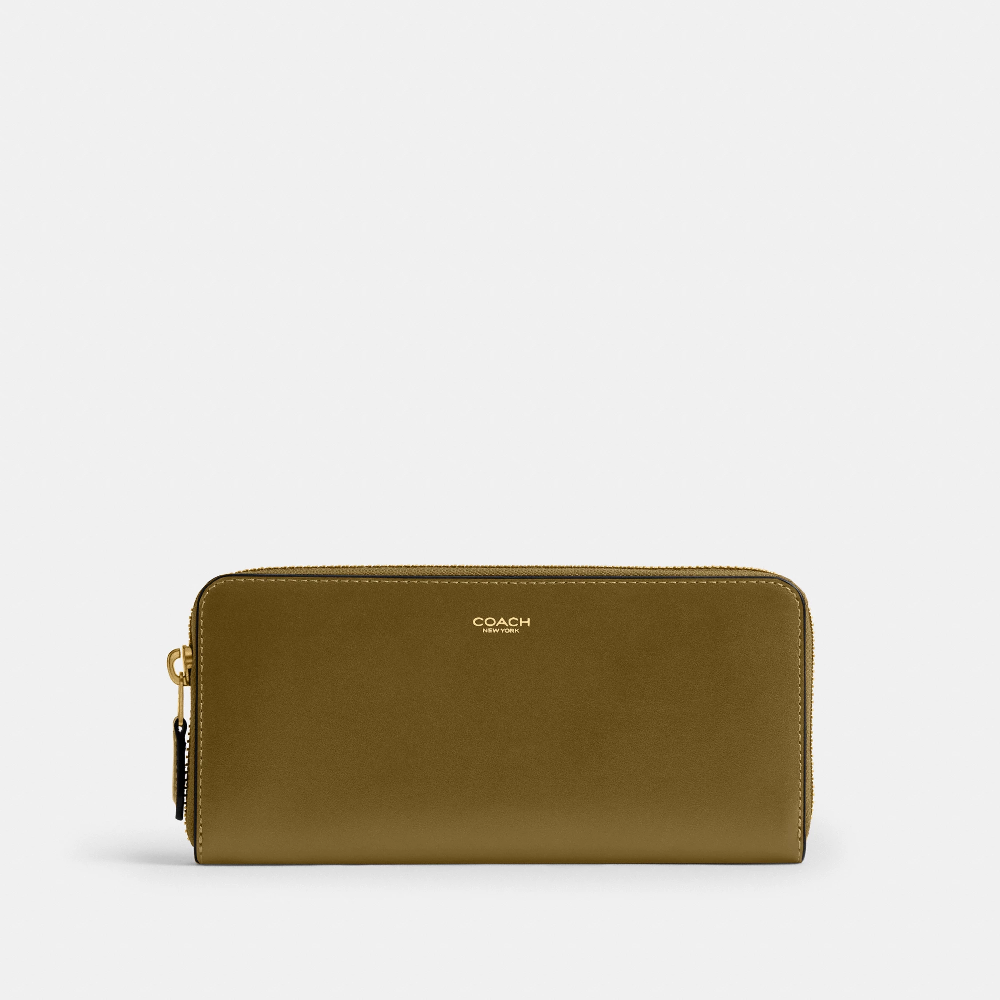 COACH®,New York Slim Accordion Zip Wallet,Leather,Calfskin Leather,Continental,Casual,Brown,Front View