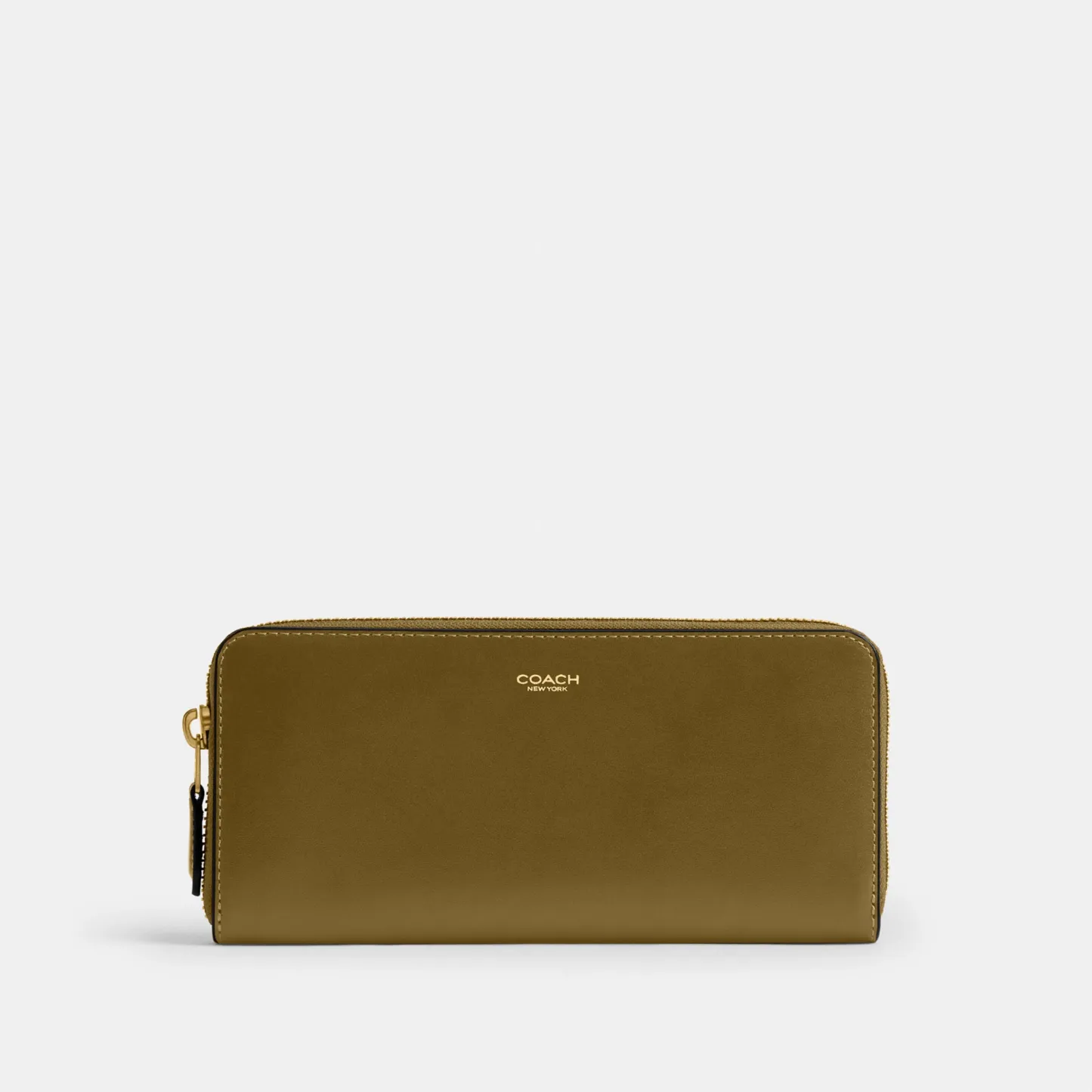 COACH®,New York Slim Accordion Zip Wallet,Leather,Calfskin Leather,Continental,Casual,Brown,Front View