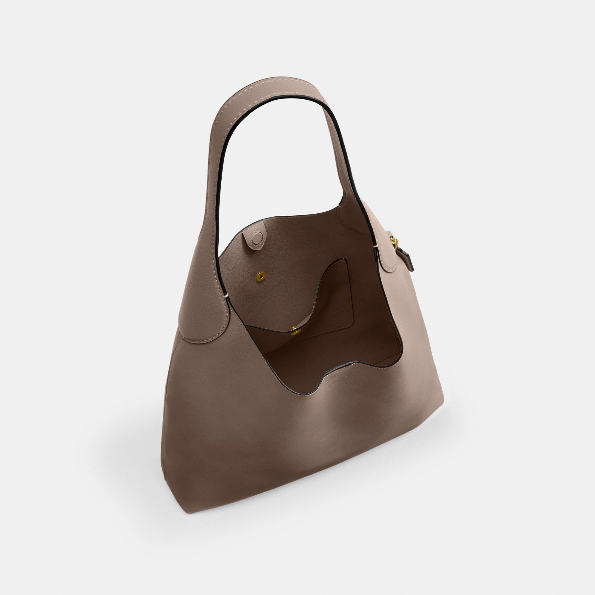 COACH®,Brooklyn Shoulder Bag 39,Hobo,Logo,Word Embellishment,Embossed,Casual,Brown,Inside View,Top View