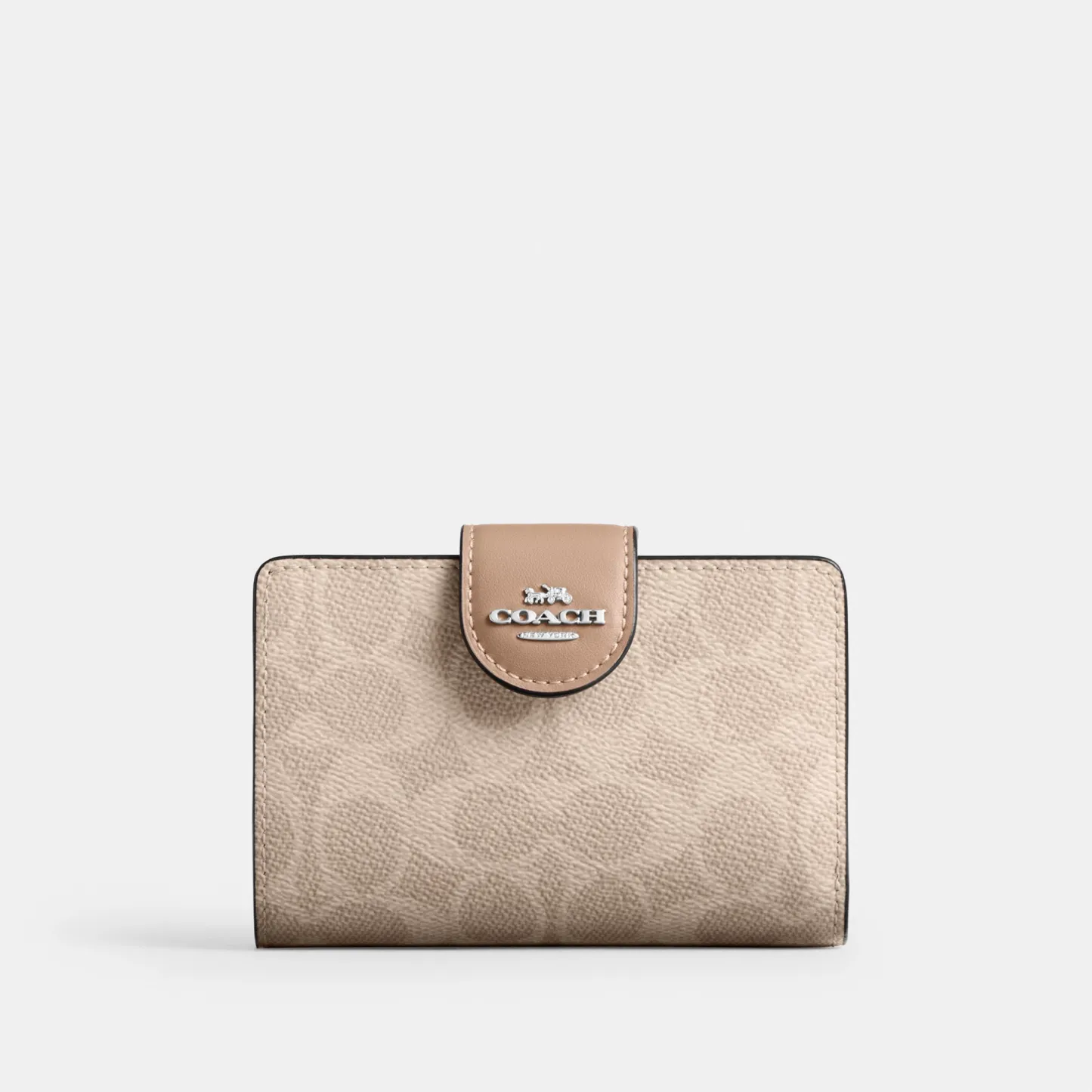 COACH®,Medium Corner Zip Wallet In Signature Canvas,Bi Fold,Coin,Sustainable,Casual,Multi Color,Front View
