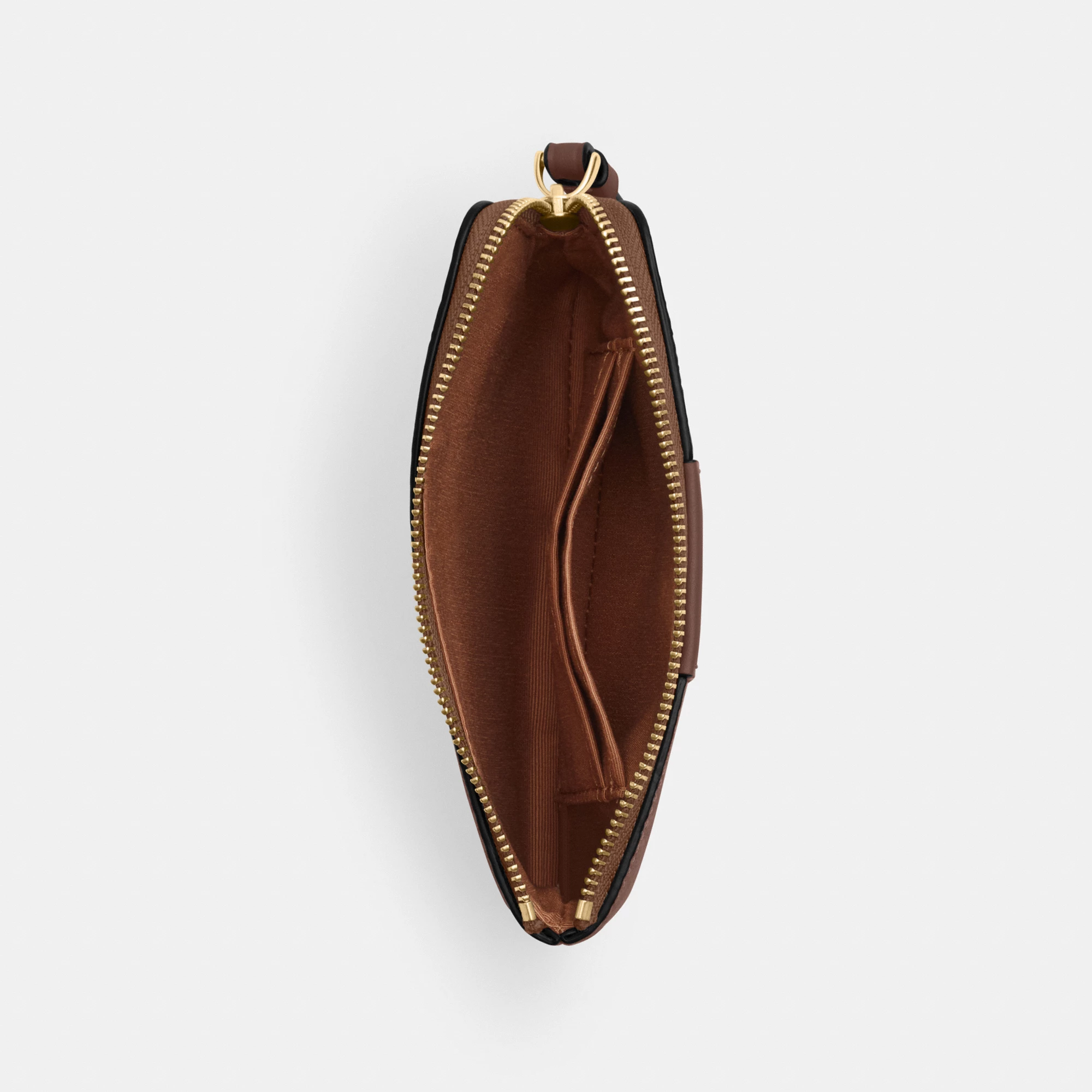 COACH®,Corner Zip Wristlet In Signature Canvas With Stripe,Wristlet,Pouch,Color Block,Casual,Brown,Inside View,Top View