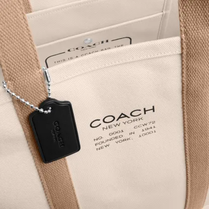 COACH®,Utility Tote,Canvas,Leather,Tote,Word Embellishment,Logo,Sustainable,Casual,Cream,Closer View