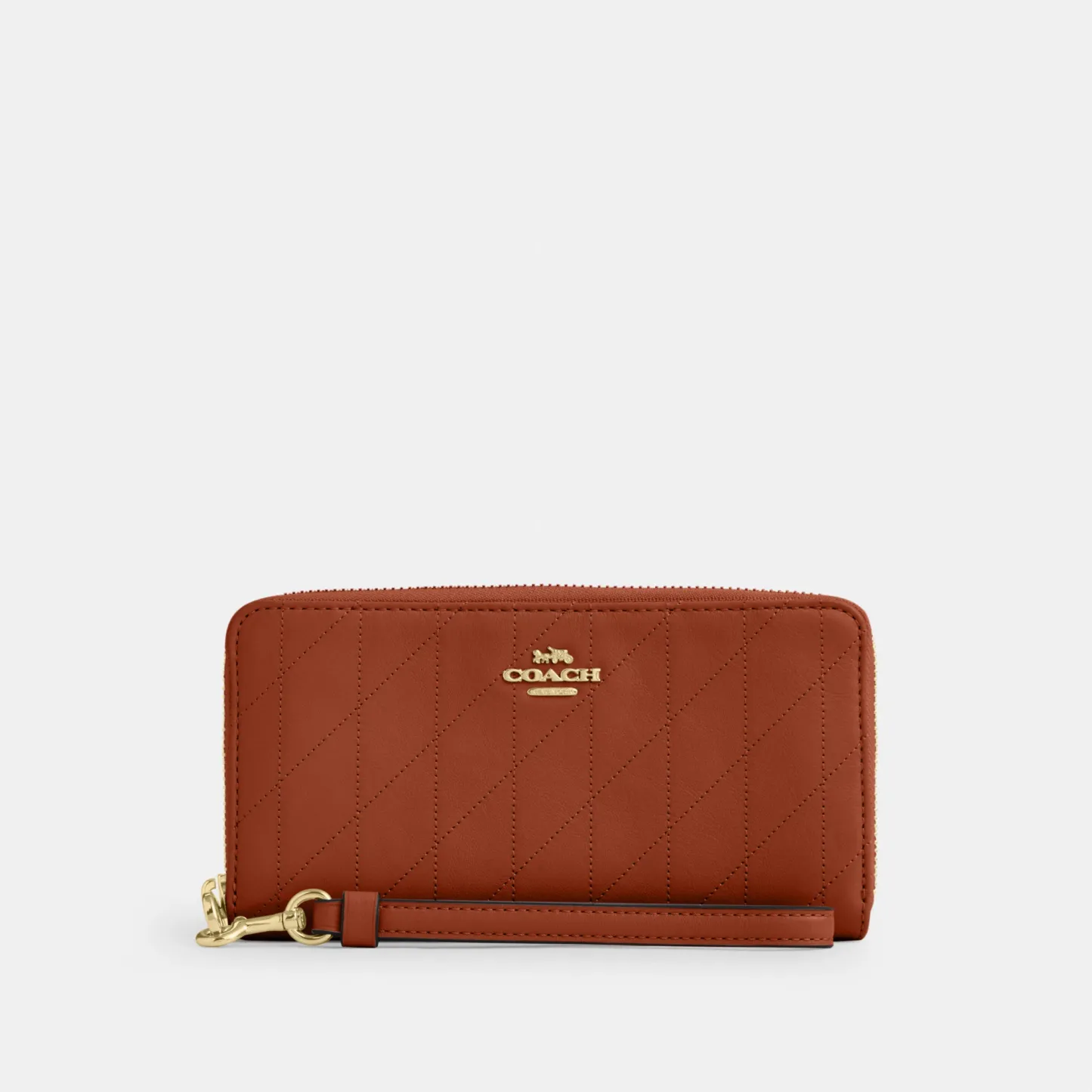 COACH®,Long Zip Around Wallet With Quilting,Brown,Front View