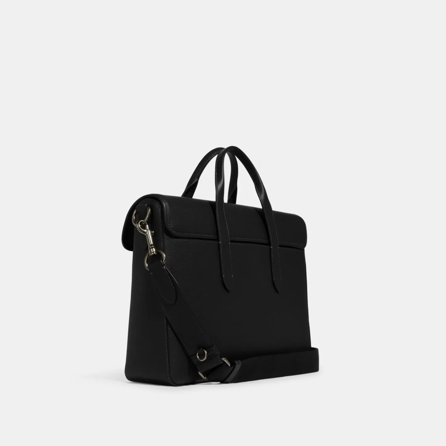 COACH®,Sullivan Portfolio Brief,Leather,Briefcase,Gunmetal,Work,Black,Angle View