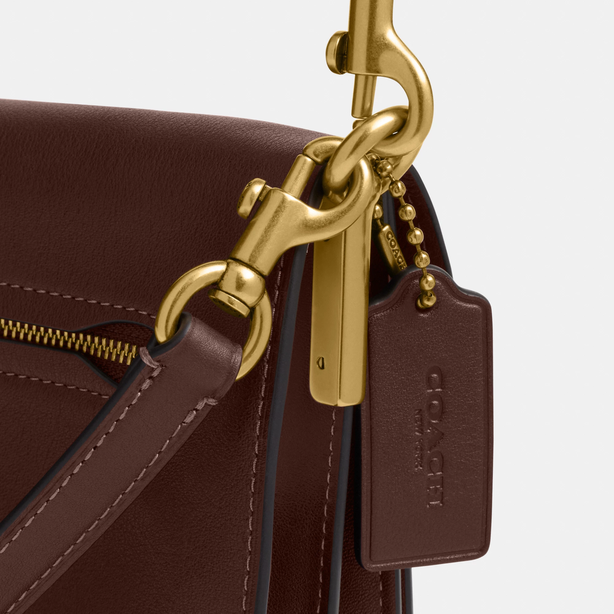 COACH®,Tabby Shoulder Bag 26,Leather,Shoulder Bag,Logo,Metal,Compact,Brass,Casual,Brown,Closer View
