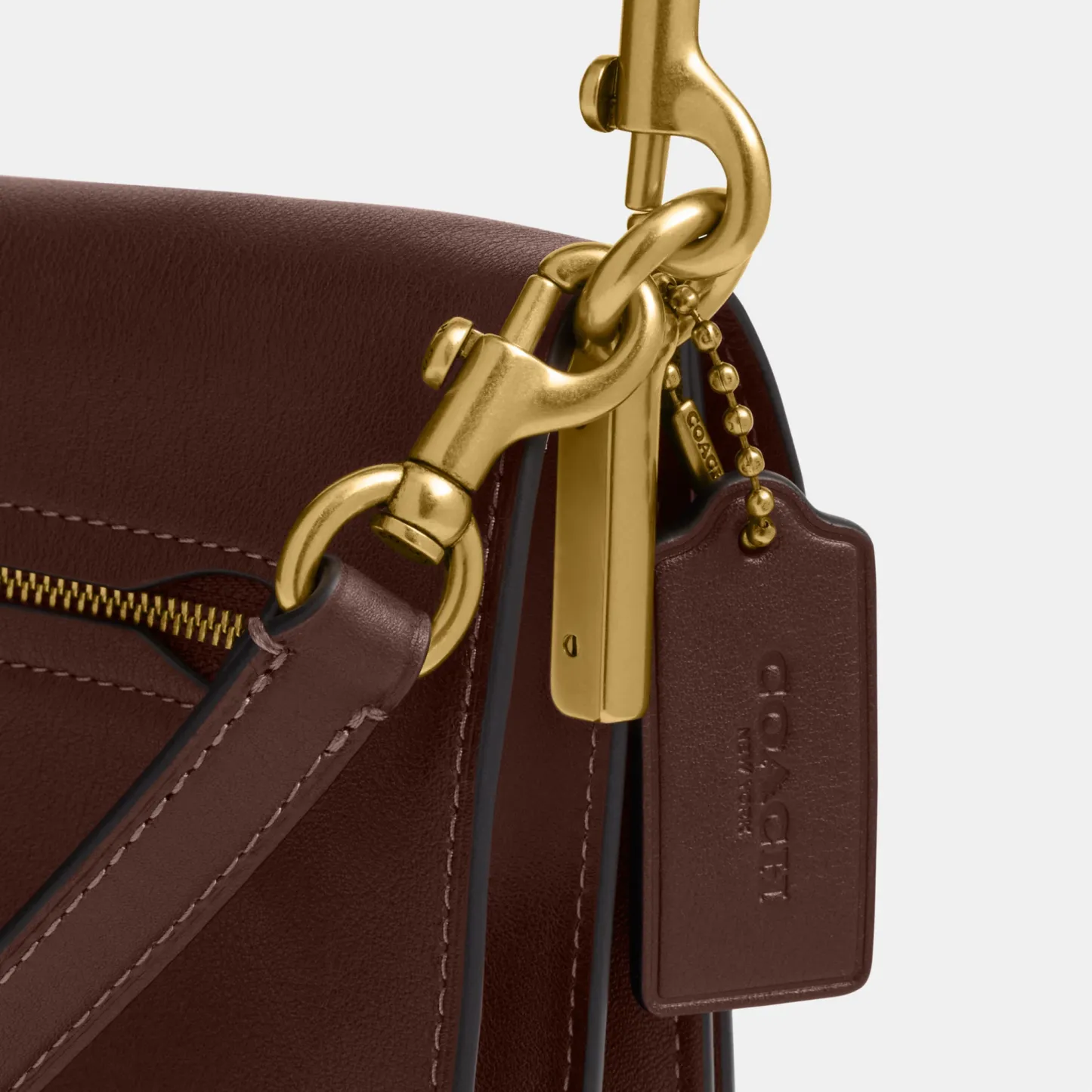 COACH®,Tabby Shoulder Bag 26,Leather,Shoulder Bag,Logo,Metal,Compact,Brass,Casual,Brown,Closer View