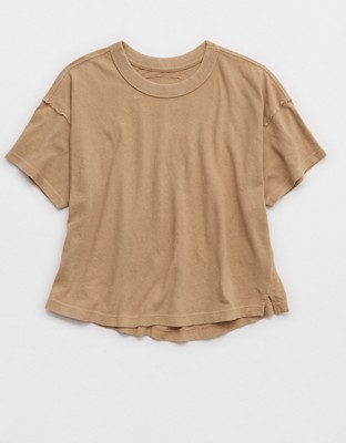 Aerie Summer Breeze Cropped T-Shirt - Toasted Almond