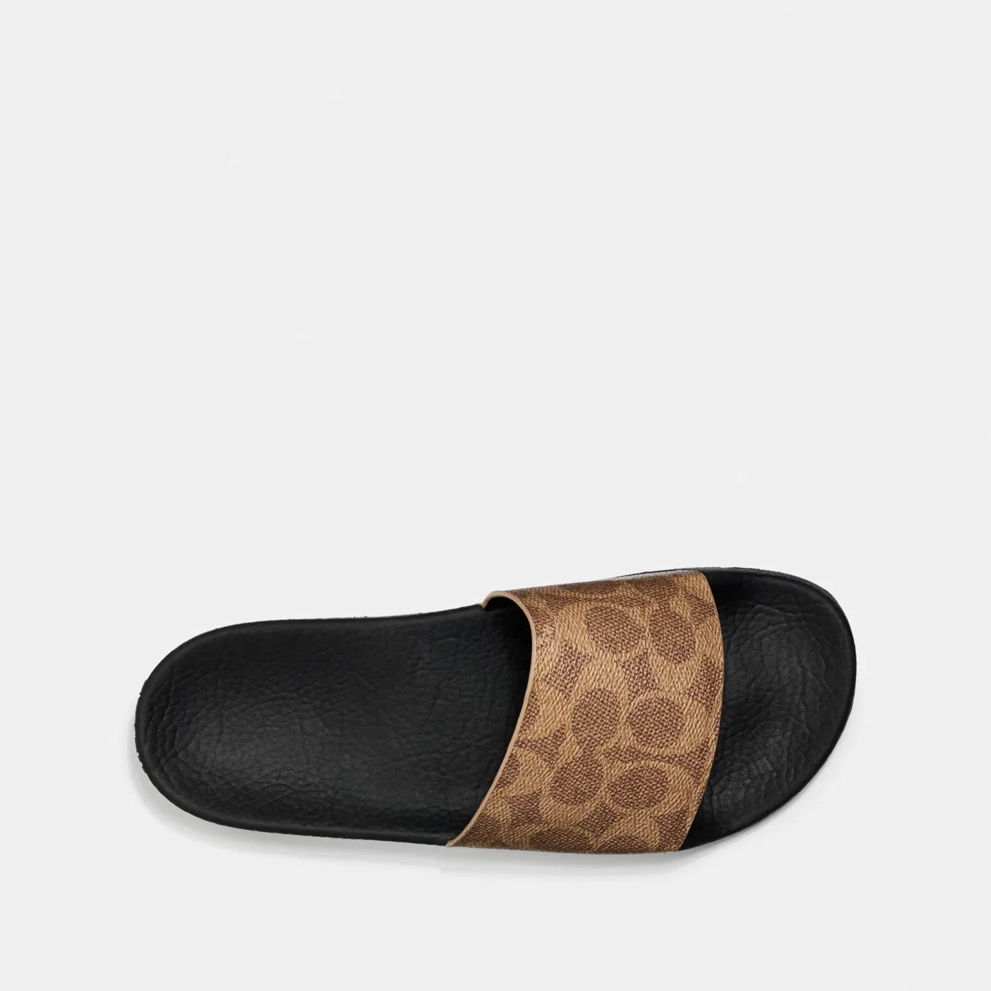 COACH®,Udele Sport Slide In Signature Canvas,Canvas,Rubber,EVA,Slides,Logo,Pull Tab,Cushioned Outsole,Casual,Brown,Inside View,Top View
