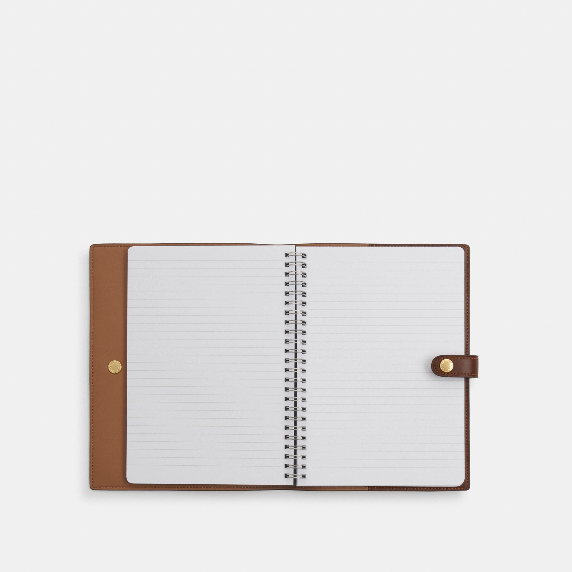 COACH®,Notebook In Signature Canvas,Leather,Notebook,Brown,Inside View,Top View
