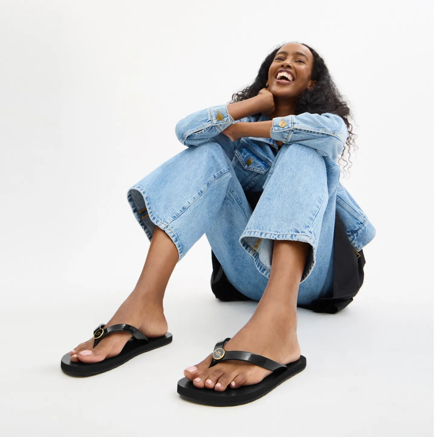 COACH®,Zayn Flip Flop,Rubber,Canvas,Flip Flops,Logo,Metal,Pull Tab,Casual,Black,Detail View