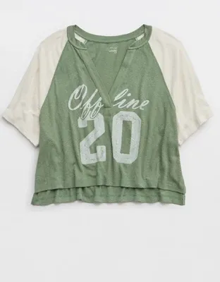 OFFLINE By Aerie Bouncy Cotton Colorblock T-Shirt - Hiker Olive