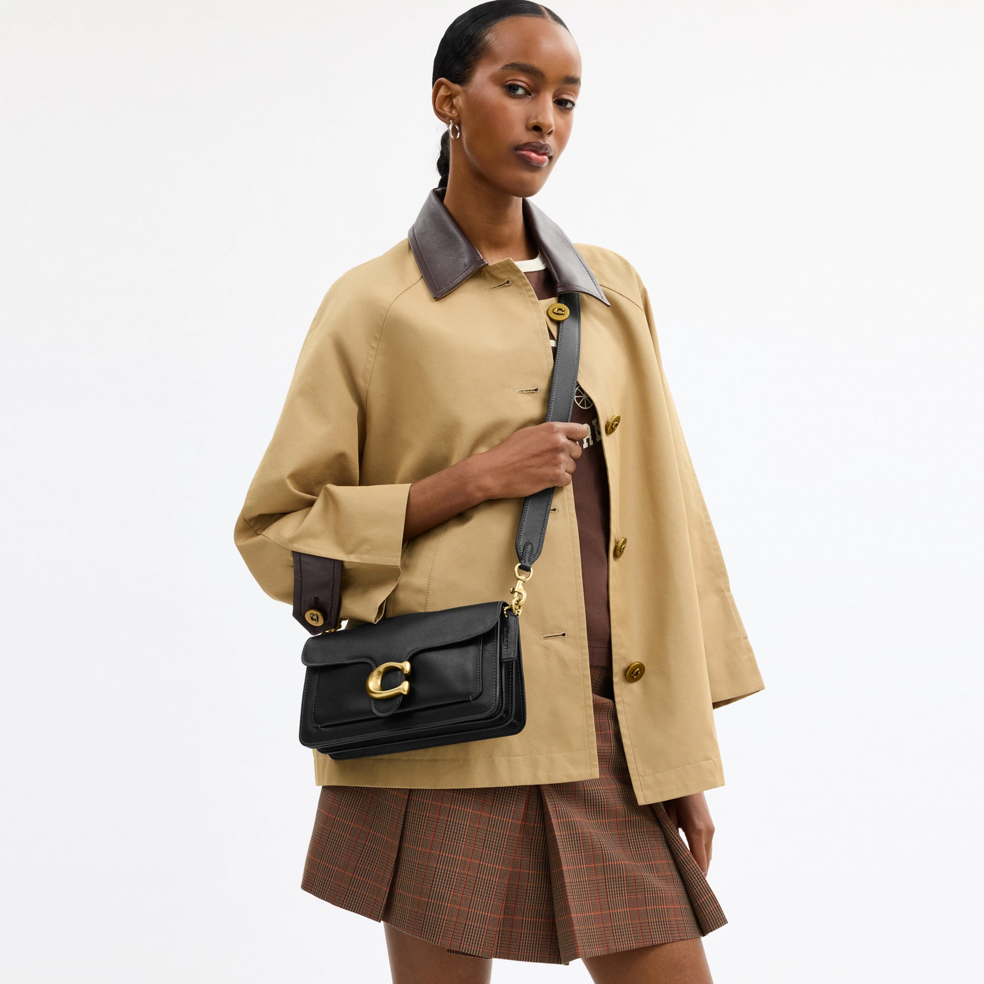 COACH®,Tabby Shoulder Bag 26,Leather,Shoulder Bag,Logo,Metal,Compact,Brass,Casual,Black