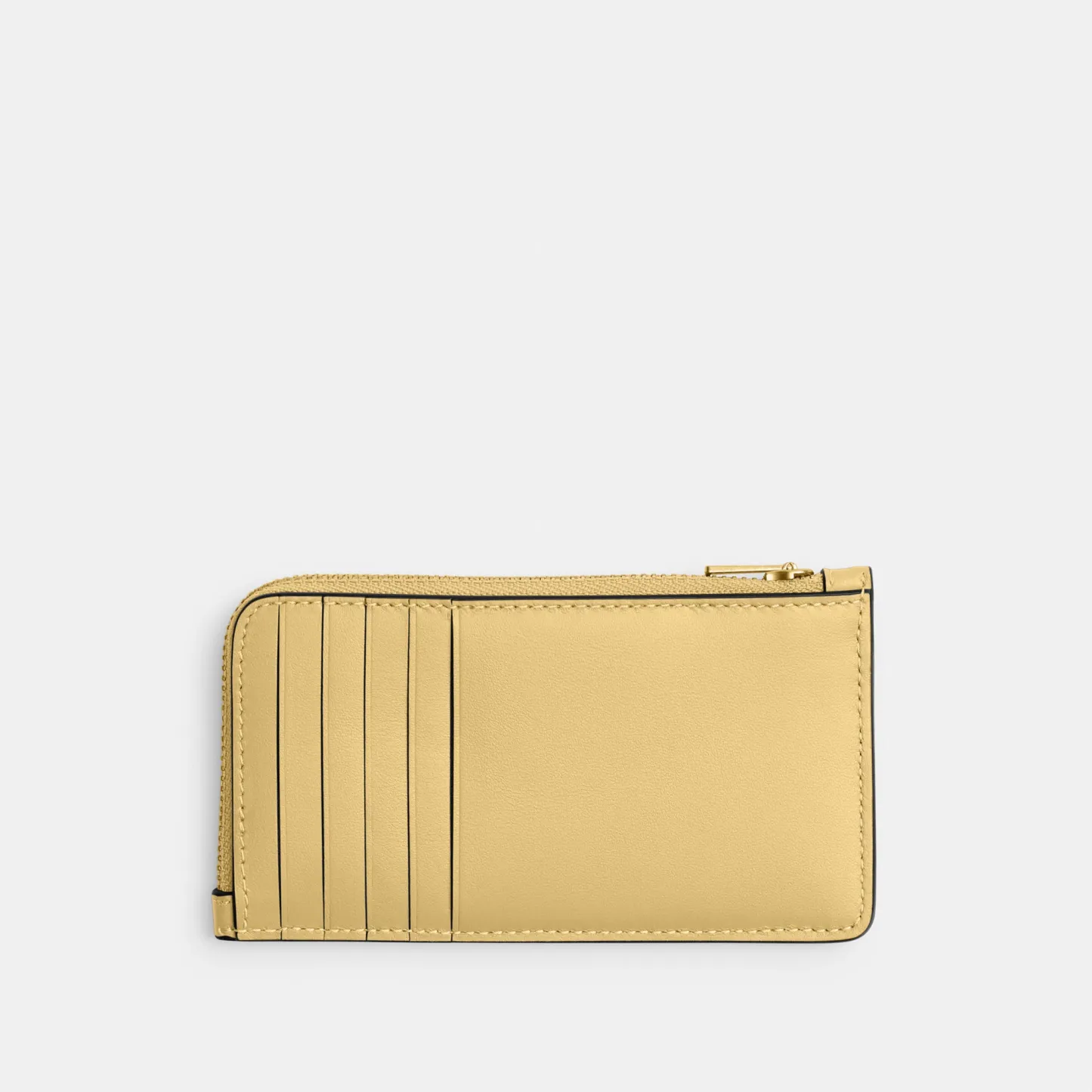 COACH®,New York Zip Card Case,Leather,Calfskin Leather,Card Case,Coin,Word Embellishment,Logo,Casual,Beige,Back View