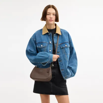 COACH®,Teri Shoulder Bag,Shoulder Bag,Chain Detail,Metal,Logo,Casual,Brown,Detail View