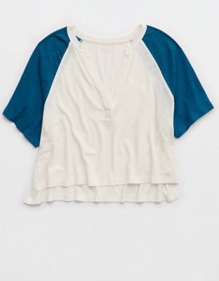 OFFLINE By Aerie Bouncy Cotton Colorblock T-Shirt - Twilight Blue