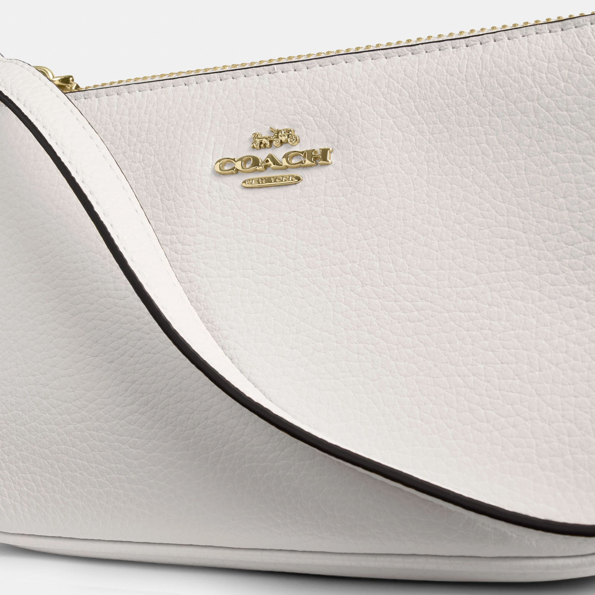 COACH®,Nolita 19,Leather,Pouch,Wristlet,Metal,Logo,Gold Metal,Casual,White,Closer View