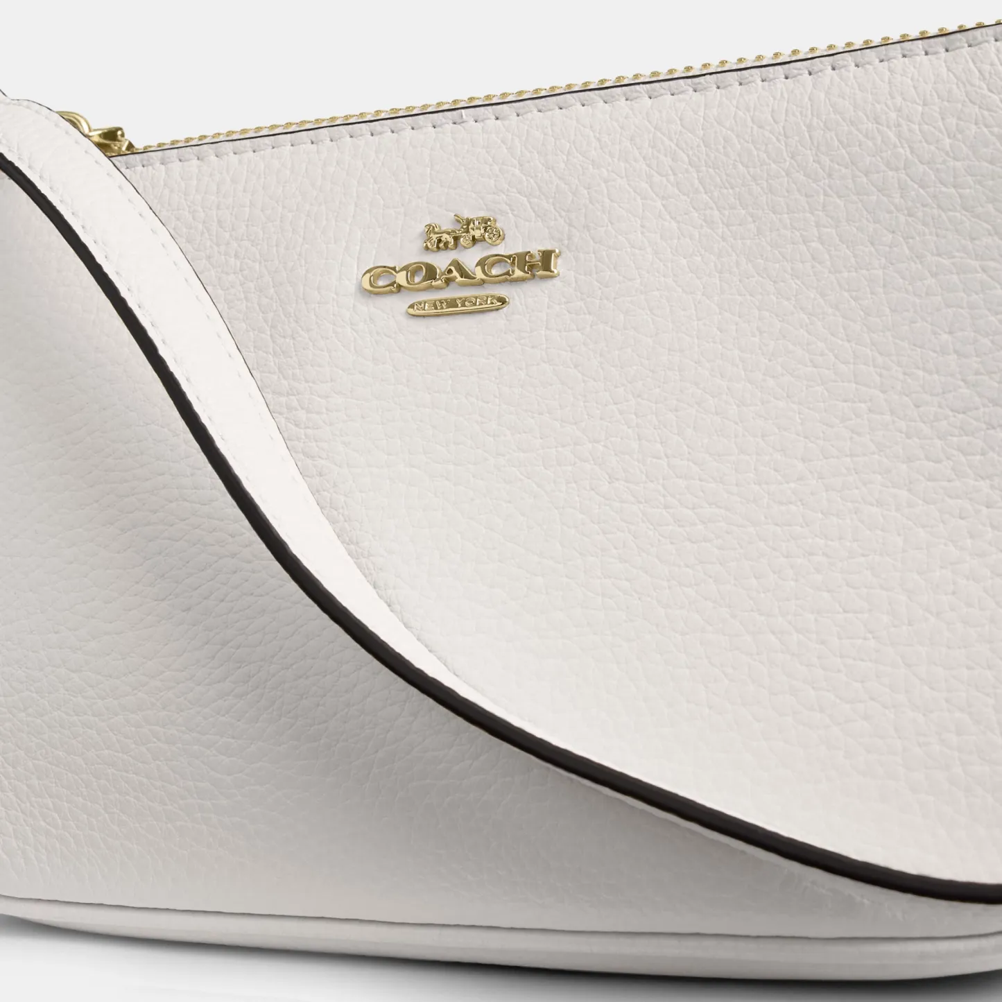 COACH®,Nolita 19,Leather,Pouch,Wristlet,Metal,Logo,Gold Metal,Casual,White,Closer View