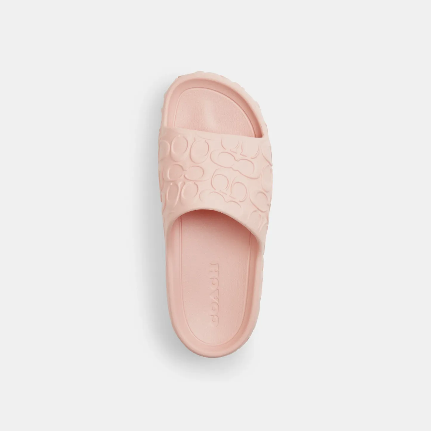 COACH®,Bay Slide In Signature,EVA,Slides,Embossed,Logo,Pull Tab,Casual,Pink,Inside View,Top View