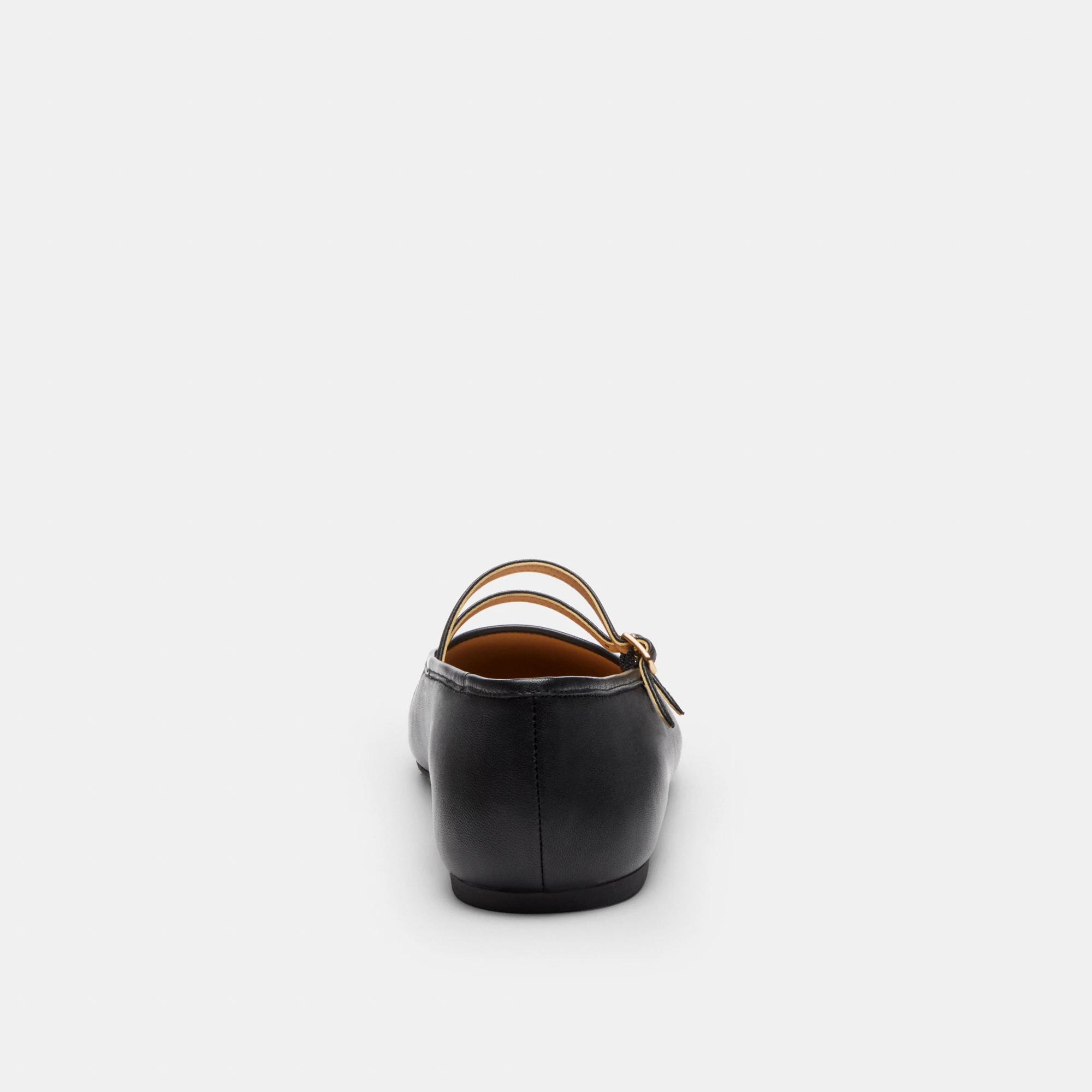 COACH®,Double Buckle Mary Jane,Leather,Rubber,Flats,Cushioned,Traction,Casual,Black,Alternate View