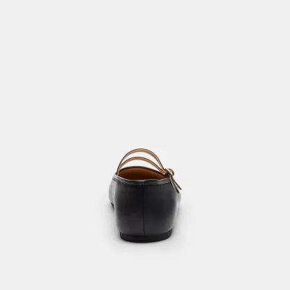 COACH®,Double Buckle Mary Jane,Leather,Rubber,Flats,Cushioned,Traction,Casual,Black,Alternate View