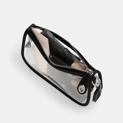 COACH®,Stadium Swinger Bag,Leather,Shoulder Bag,Sheer,Piping,Applique,Casual,White,Inside View,Top View