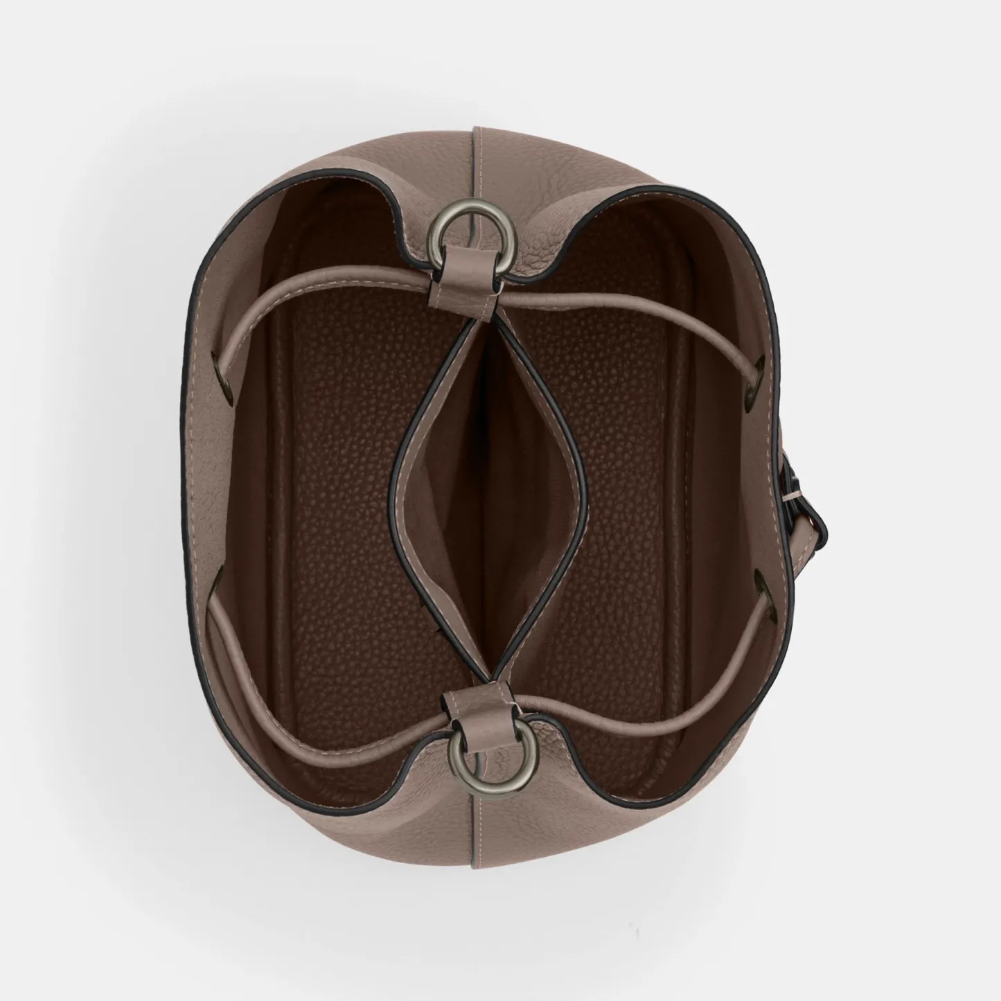 COACH®,Rowan Bucket Bag,Leather,Bucket,Metal,Logo,Casual,Brown,Inside View,Top View