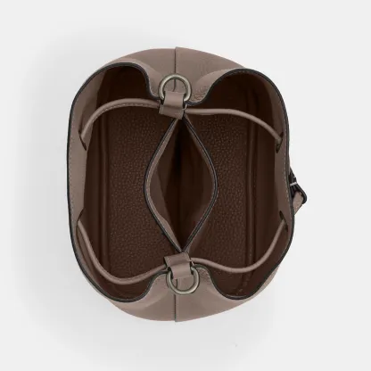 COACH®,Rowan Bucket Bag,Leather,Bucket,Metal,Logo,Casual,Brown,Inside View,Top View