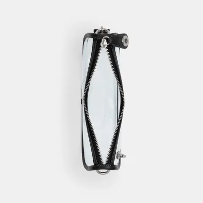 COACH®,Stadium Swinger Bag,Leather,Shoulder Bag,Sheer,Piping,Applique,Casual,White,Inside View,Top View