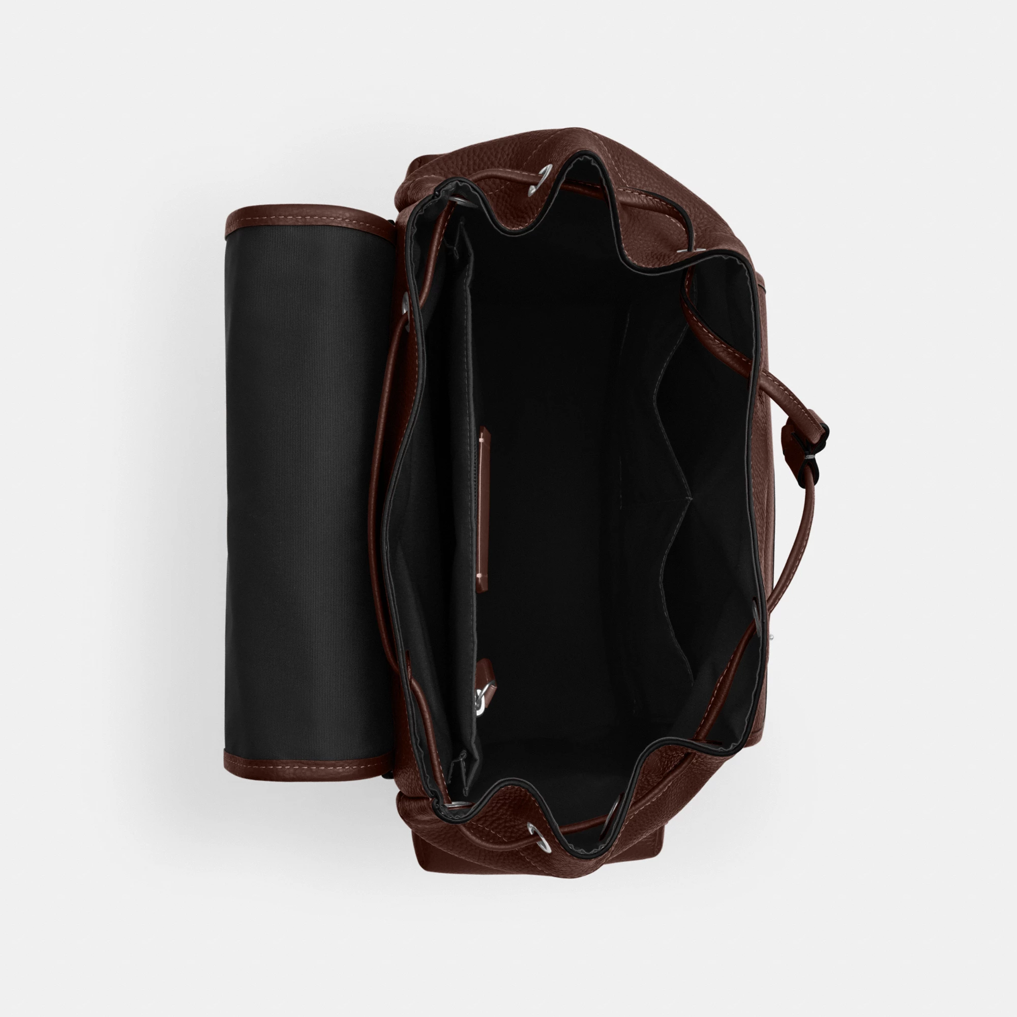 COACH®,Sprint Backpack,Recycled Polyester,Leather,Backpack,Logo,Adjustable,Padded Back Panel,Sustainable,Suitcase Sleeve,S...,Brown,Inside View,Top View
