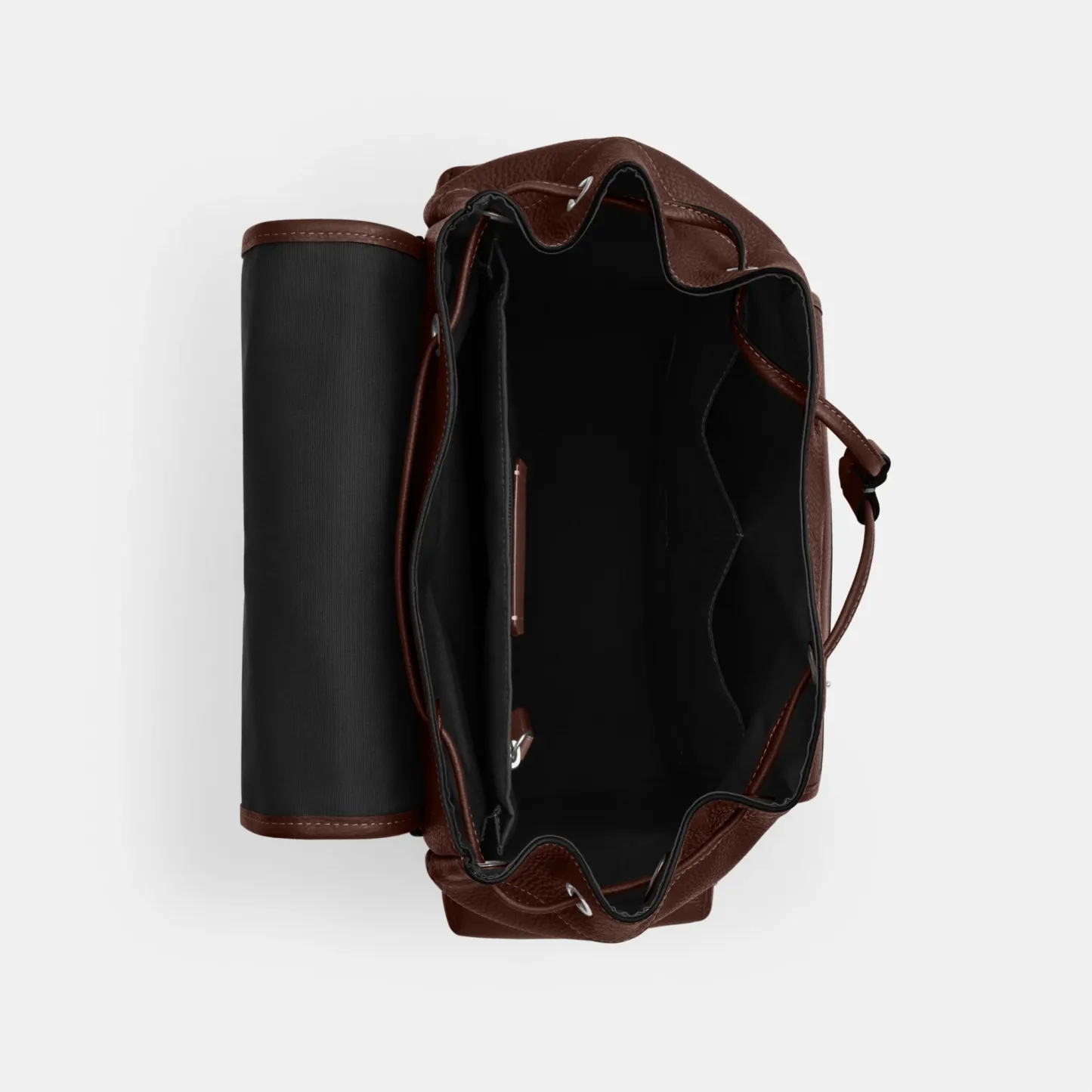 COACH®,Sprint Backpack,Recycled Polyester,Leather,Backpack,Logo,Adjustable,Padded Back Panel,Sustainable,Suitcase Sleeve,S...,Brown,Inside View,Top View